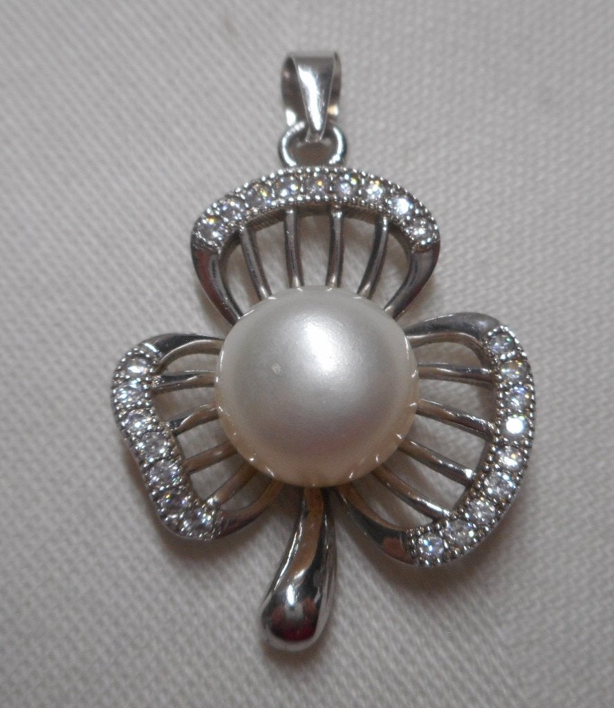 Prachtige zilveren hanger klaver met parel nr.1261, Sieraden, Tassen en Uiterlijk, Kettinghangers, Verzenden, Zo goed als nieuw