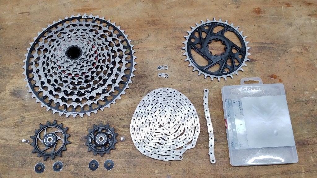 SRAM Transmission XX cassette, voorblad, ketting, wieltjes, Fietsen en Brommers, Fietsonderdelen, Ophalen, Gebruikt, Staal, SRAM