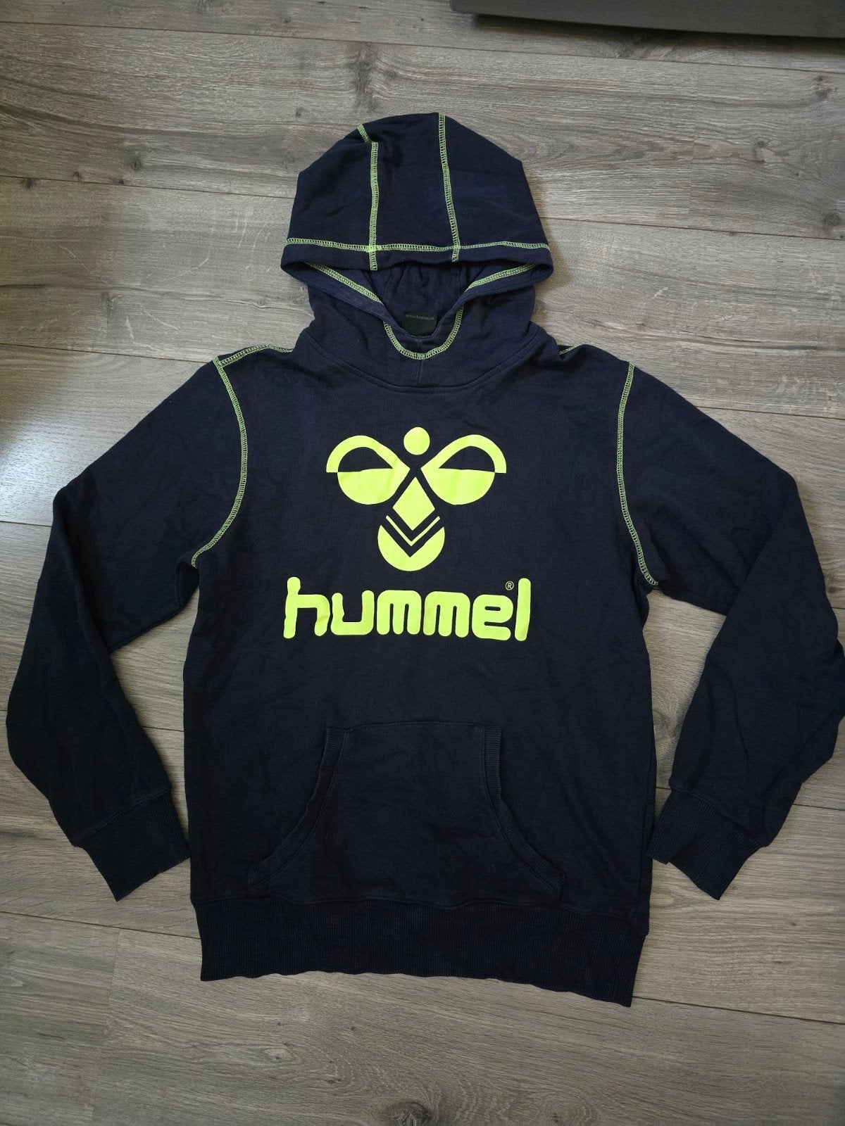 Marineblauw hoodie Hummel, maat 170-176 (PC3), Ophalen of Verzenden, Zo goed als nieuw, Jongen of Meisje, Trui of Vest