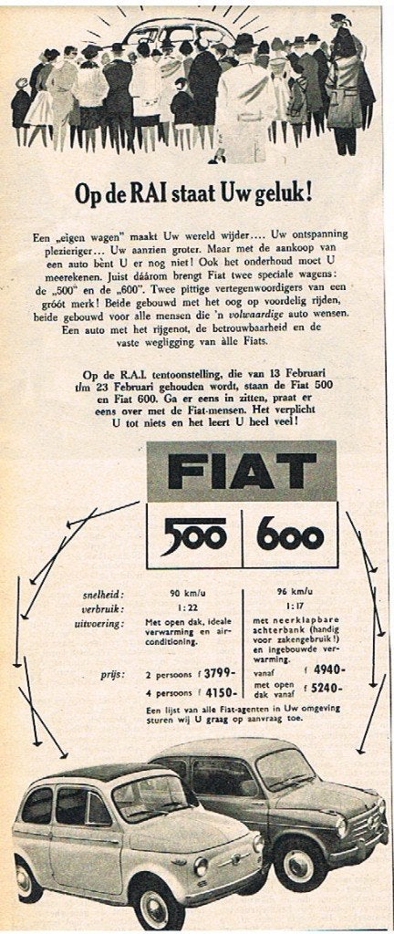 Fiat - Diverse advertenties - jaren '50/60, Ophalen of Verzenden, 1940 tot 1960, Knipsel(s)