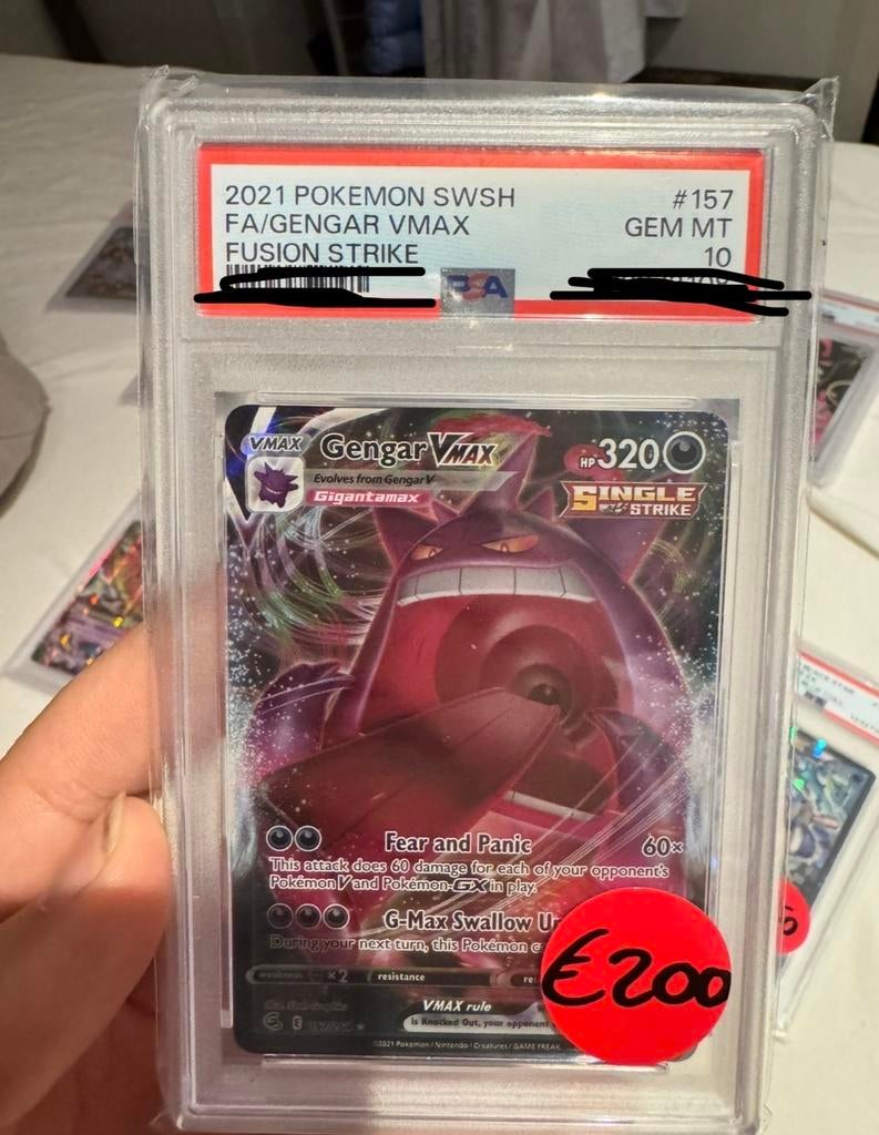 Gengar VMAX Fusion Strike PSA 10 Pokémon Kaart, Ophalen of Verzenden, Zo goed als nieuw
