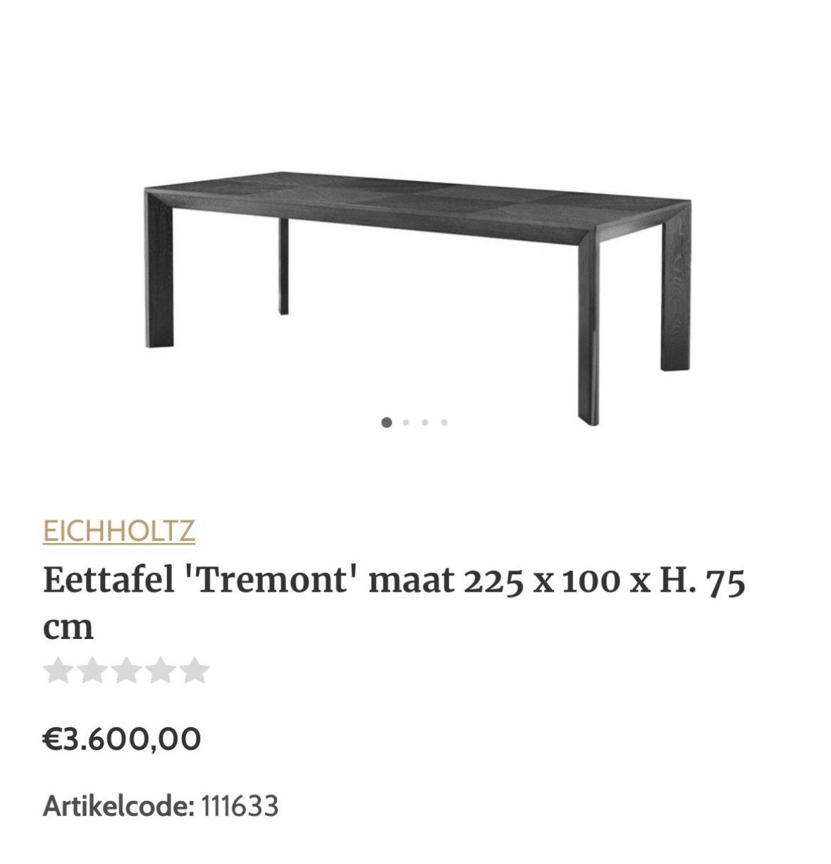 Eichholtz eettafel Tremont, 200 cm of meer, Zo goed als nieuw, Rechthoekig, 50 tot 100 cm