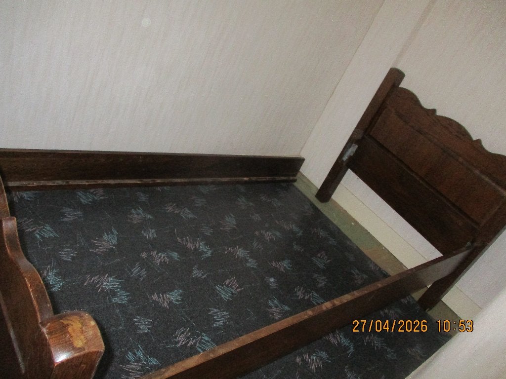 senioren bed  0,90x2,00 +matras+latten bodem, Ophalen, 90 cm, Eenpersoons, Bruin