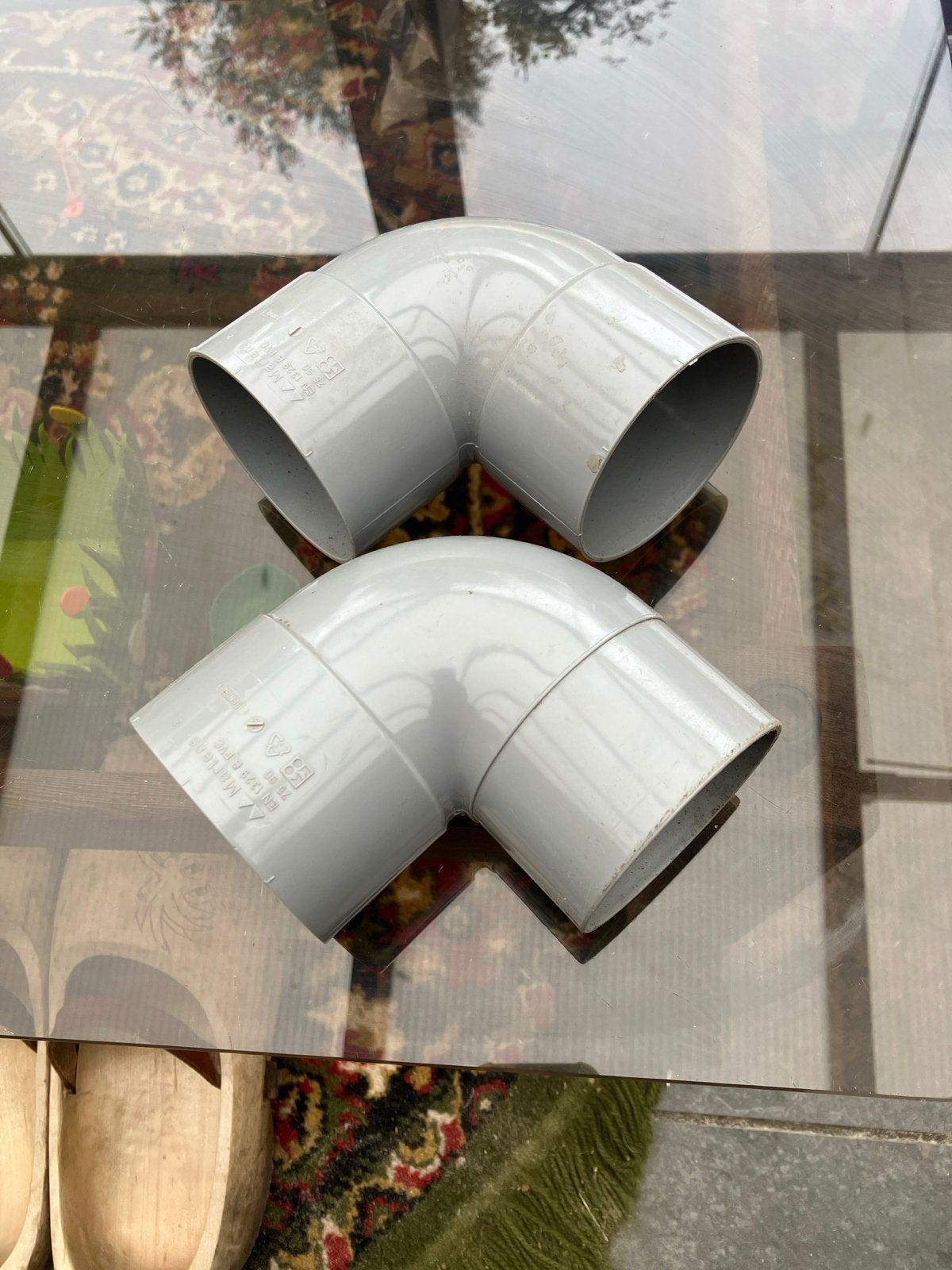 2x Buis bocht 75mm 90 graden PVC, Bochten, Pvc, 60 tot 80 mm, Nieuw