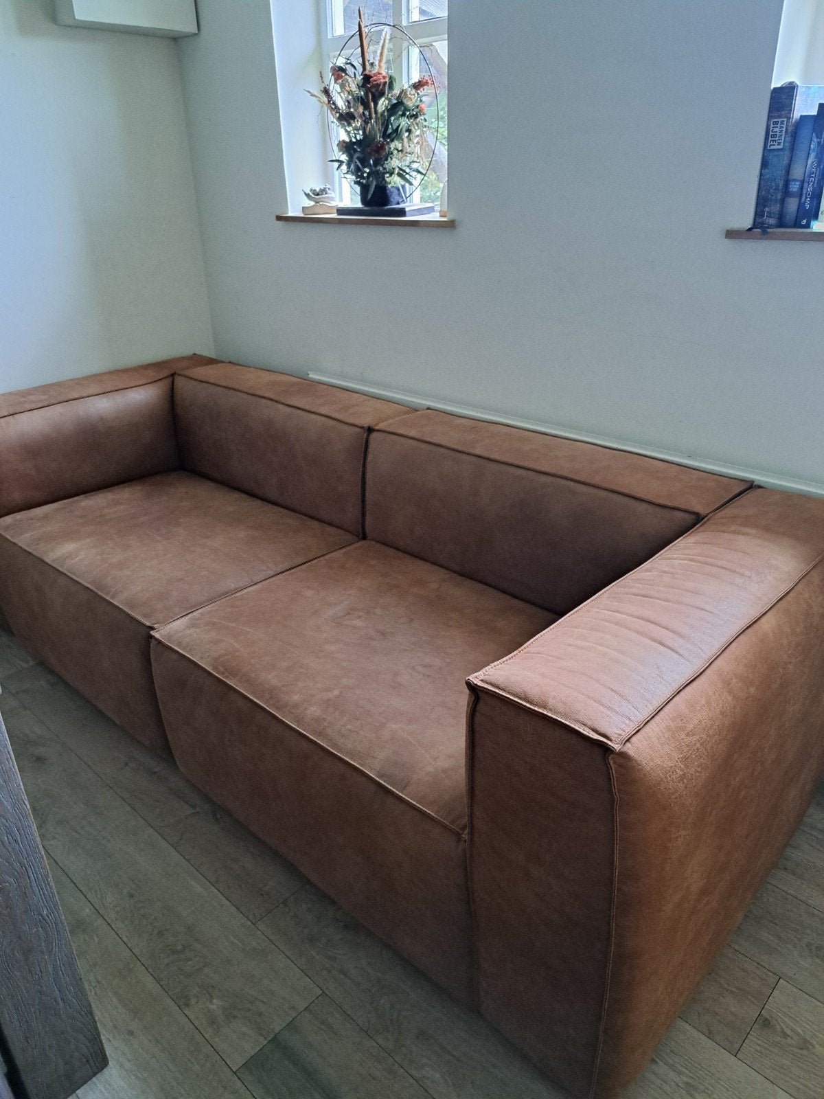 bank met lichte vlekken wel goede kwaliteit, Huis en Inrichting, Ophalen, Gebruikt, 75 tot 100 cm, Rechte bank