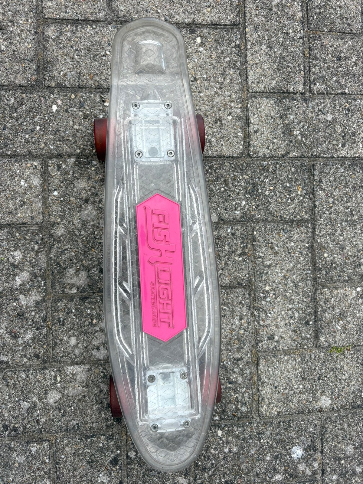 Transparante penny board met licht en geluid, Sport en Fitness, Skateboarden, Ophalen, Zo goed als nieuw