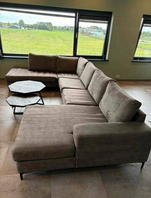 Ruime U-Bank antraciet 370cm, XL - woonkamer/kantoor/bedrijf, Hoekbank, 300 cm of meer, Ophalen of Verzenden, Zo goed als nieuw