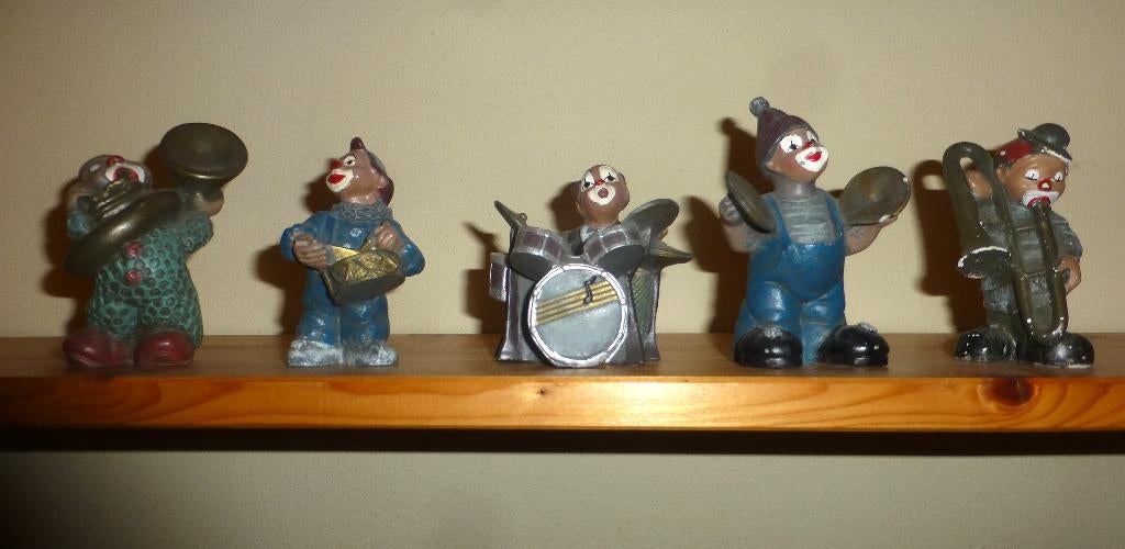 5 MOOIE GEKLEURDE MUZIEKPOPPETJES ( CLOWNS ), Ophalen of Verzenden, Zo goed als nieuw