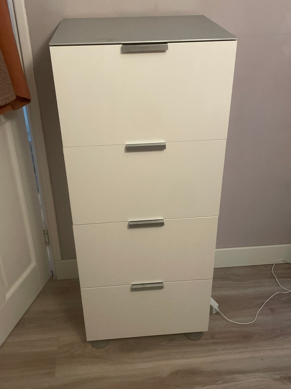 Ladekast met 4 laden - wit met grijs blad, Ophalen, Overige materialen, Minder dan 50 cm, Gebruikt