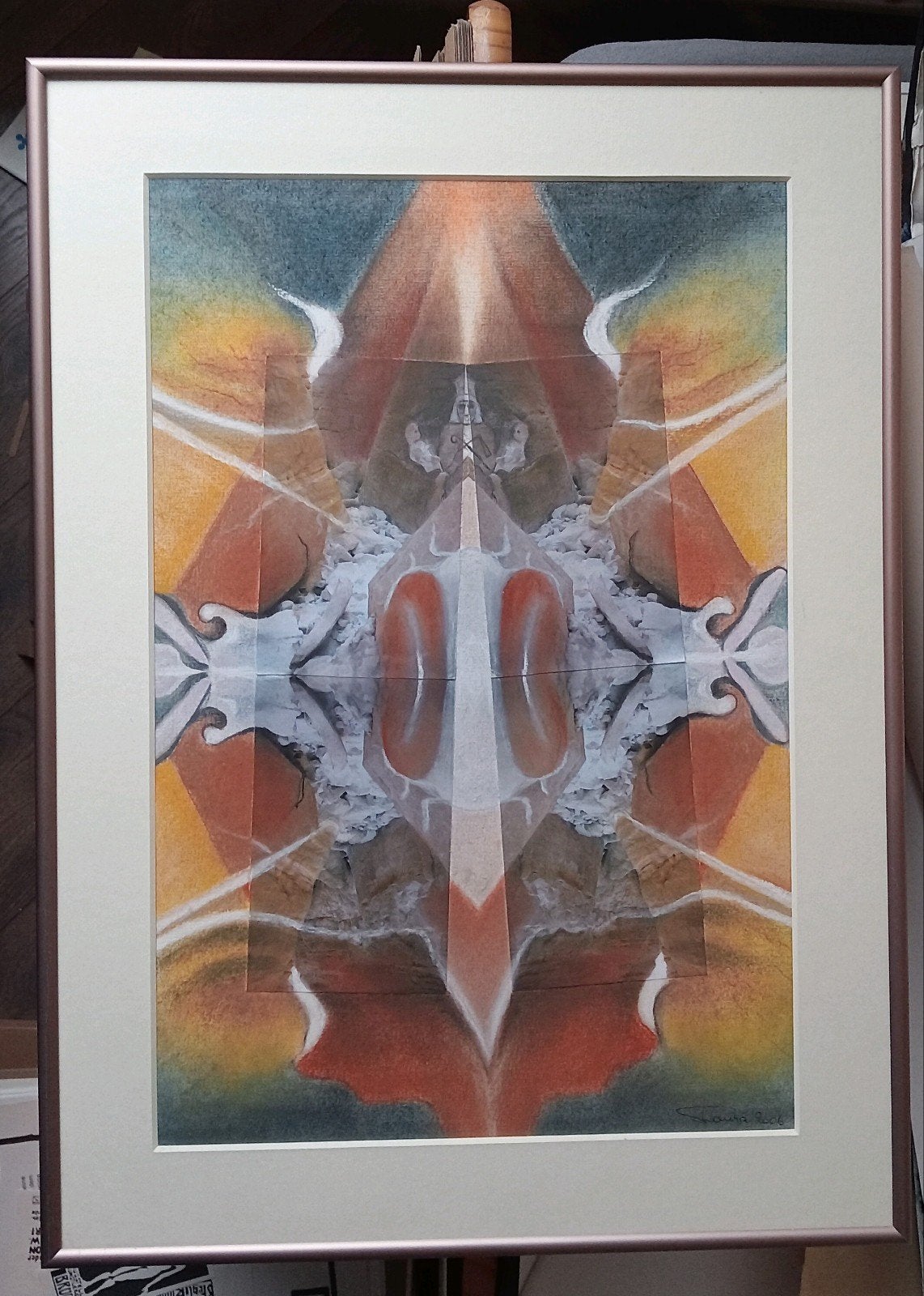 Gemengde techniek verf collage spiegeling 2006, Verzenden