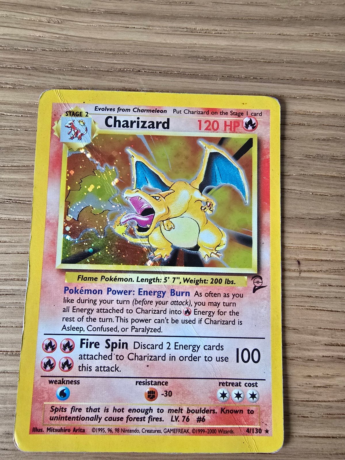 Pokémon kaart Charizard, Base Set 2 4/130, Ophalen, Zo goed als nieuw