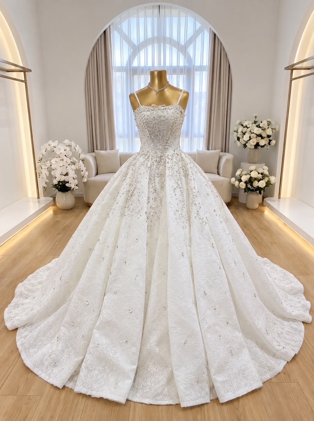 Prachtige witte trouwjurk maat 38-42 met details, Kleding | Dames, Ophalen of Verzenden, Zo goed als nieuw, Wit, Trouwjurk