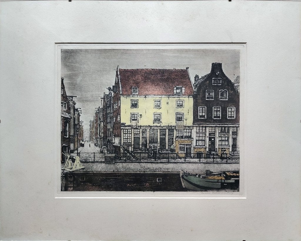 Jodenhouttuinen - Sint Anthoniesluis - Cornelis Brandenburg, Ets, Stadsgezicht, 50 cm, Ophalen of Verzenden