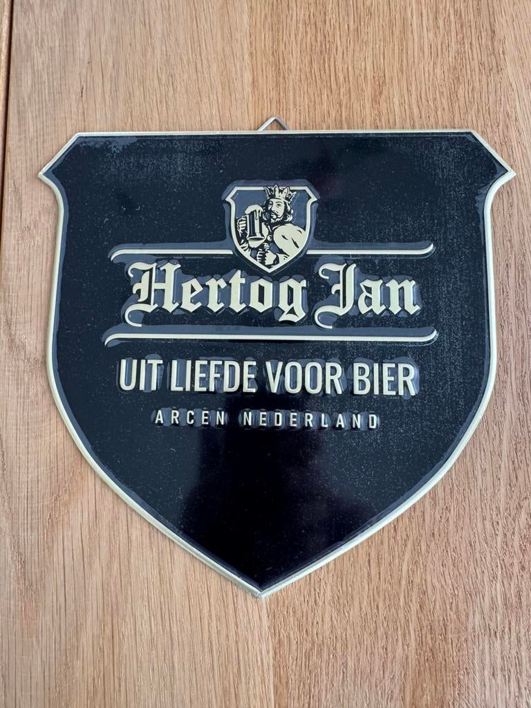 Metalen reklame bord hertog jan bier, Verzamelen, Biermerken, Ophalen of Verzenden, Gebruikt, Reclamebord, Plaat of Schild, Hertog Jan
