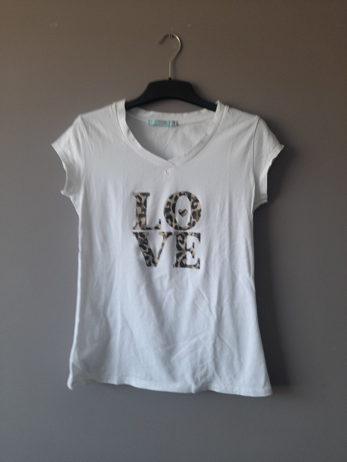Tshirt LOVE panter bruin maat S/M, Maat 38/40 (M), Bruin, Ophalen of Verzenden, Zo goed als nieuw