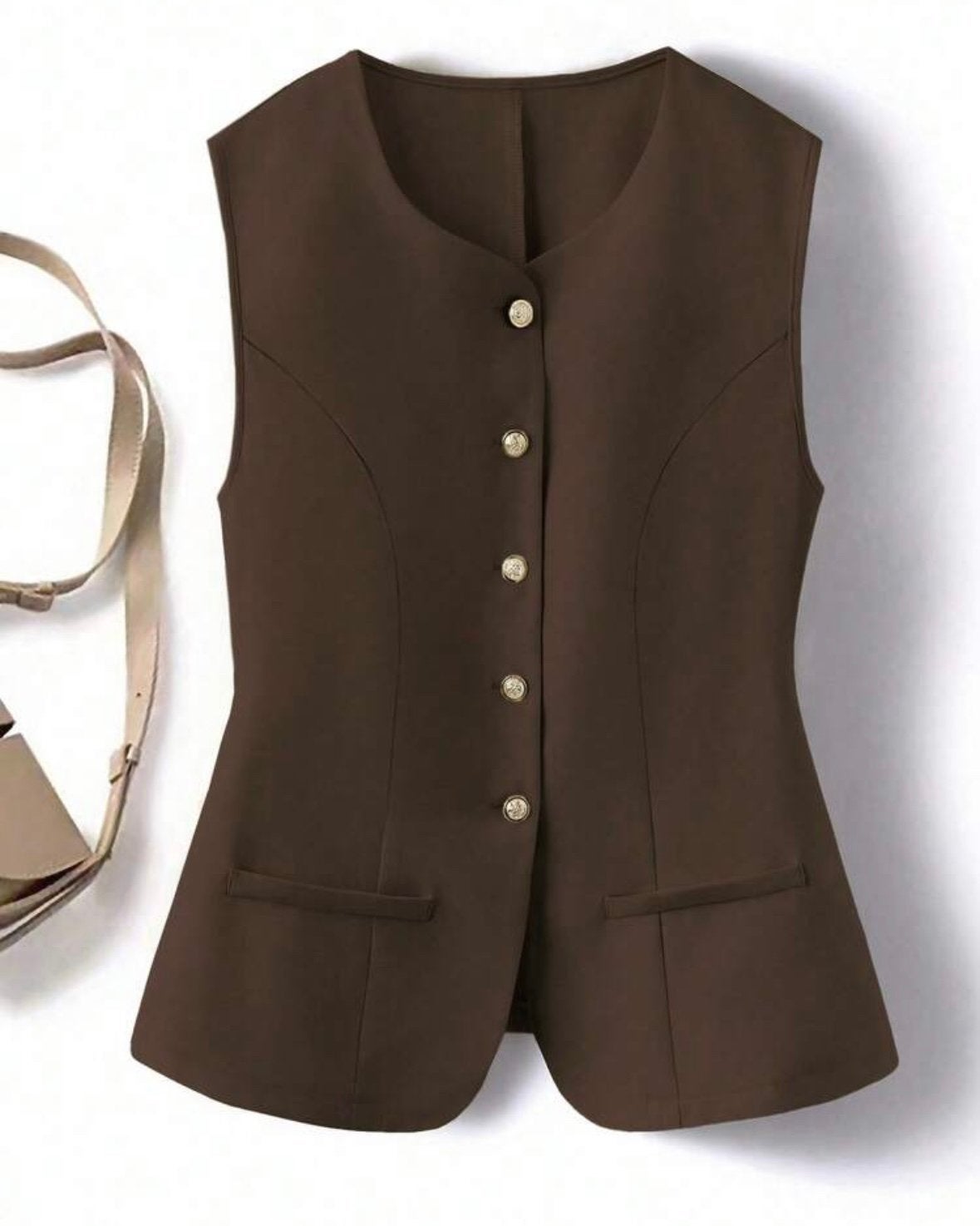 dames gilet met knopen Bruin  (44-52), Verzenden, Nieuw, Bruin, Jasje of Colbert