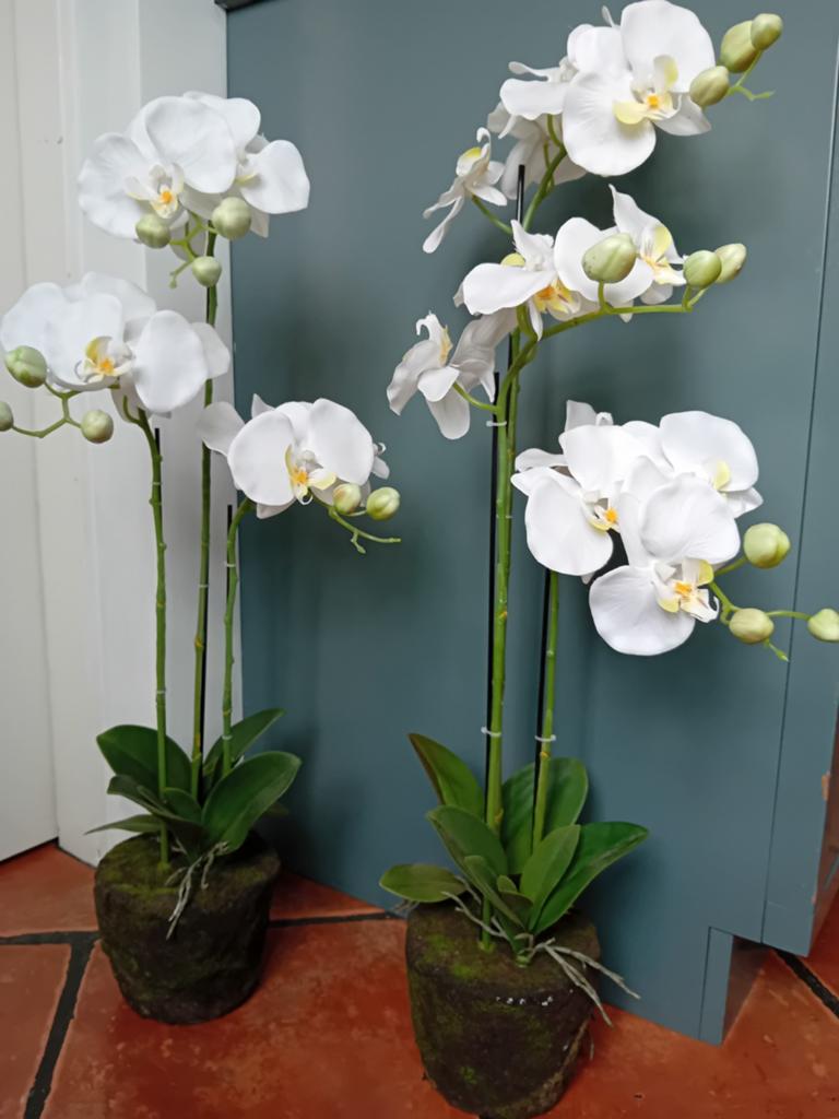Set van 2 kunst orchideeën in pot - Wit, Huis en Inrichting, Ophalen, Onderhoudsvrij, Kunstplant, Kunststof