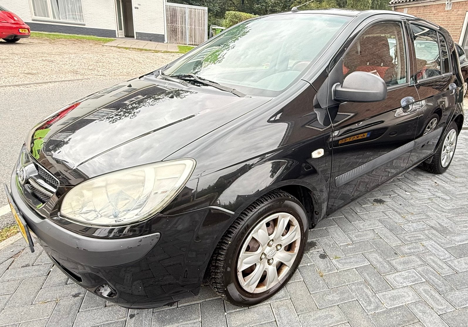 Hyundai Getz 1.1 5DRS 2008 Zwart met nap certificaat, Auto's, Voorwielaandrijving, Bluetooth, 4 cilinders, Zwart