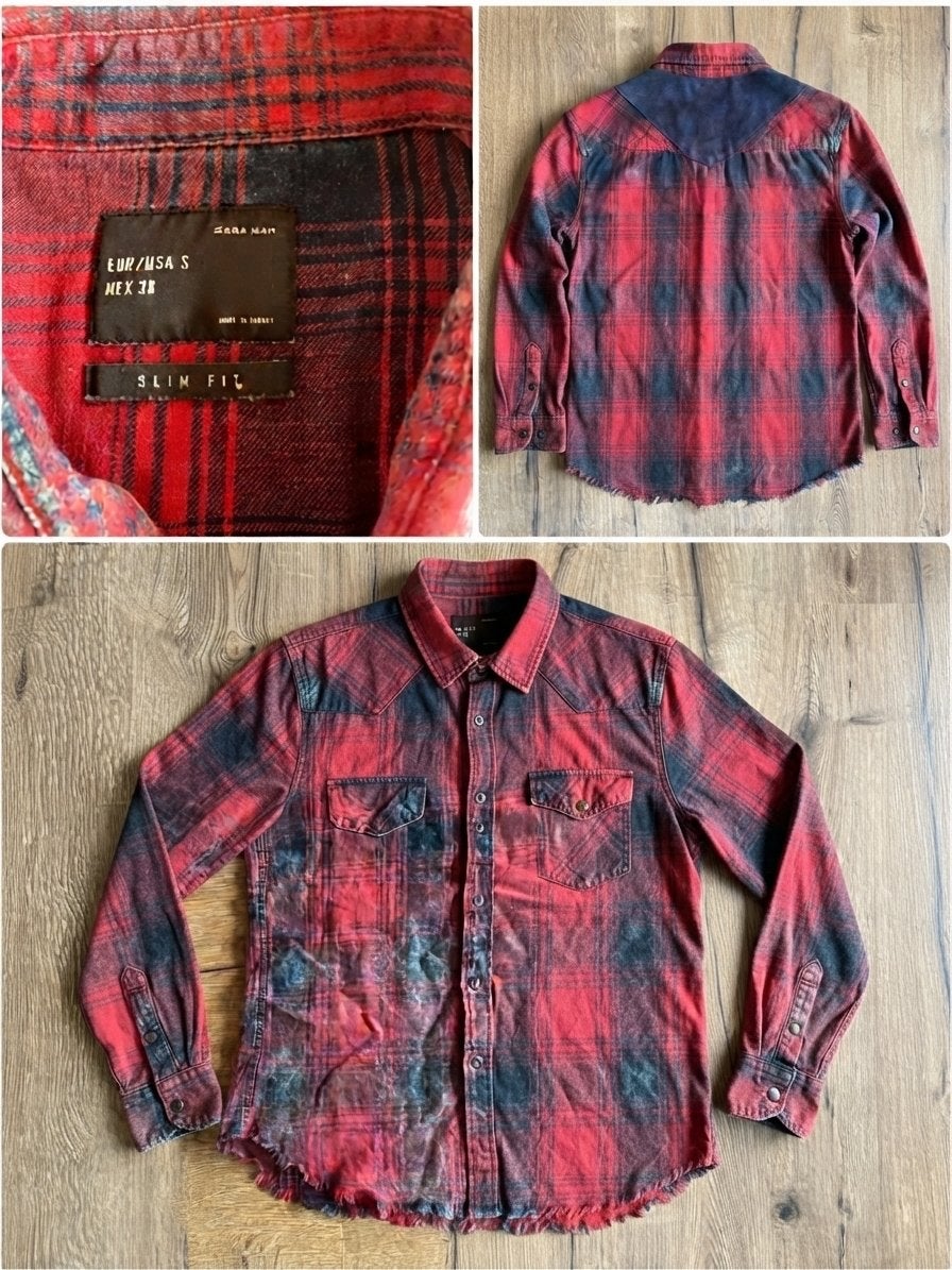 Zara Man Slim Fit Geruit Overhemd Maat S, Kleding | Heren, Ophalen of Verzenden, Gedragen, Rood, Halswijdte 38 (S) of kleiner