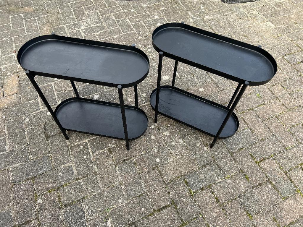 IKEA OLIVBLAD plantenstandaard (rond) – zwart 2x, Ophalen, Rond, Zo goed als nieuw, Metaal