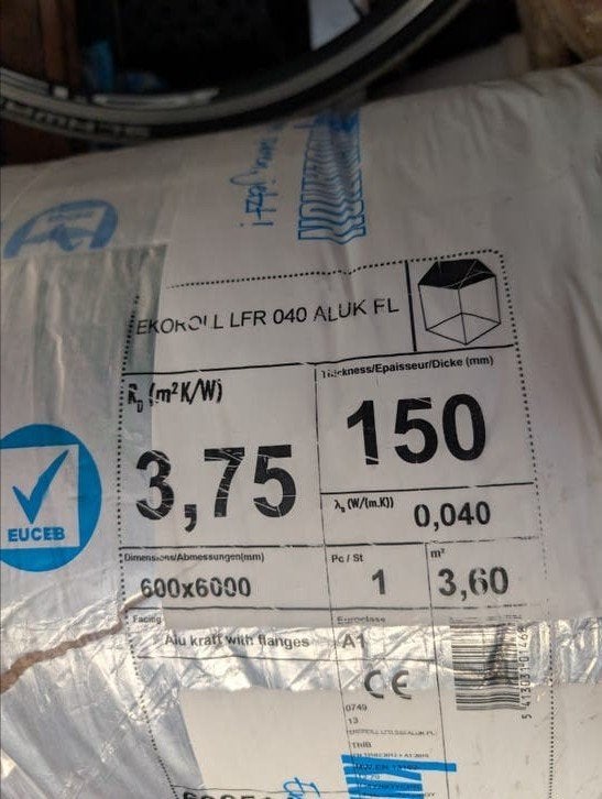 Glaswol Isolatie RD-waarde 3,75, 150mm dikte, Ophalen, Vloerisolatie, 12 cm of meer, Nieuw
