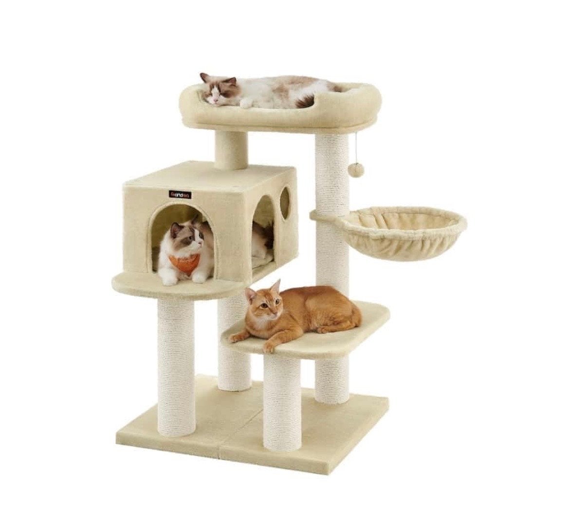 Krabpaal met dikke stammen, 112 cm, beige. Kat, dieren, Ophalen of Verzenden, Zo goed als nieuw