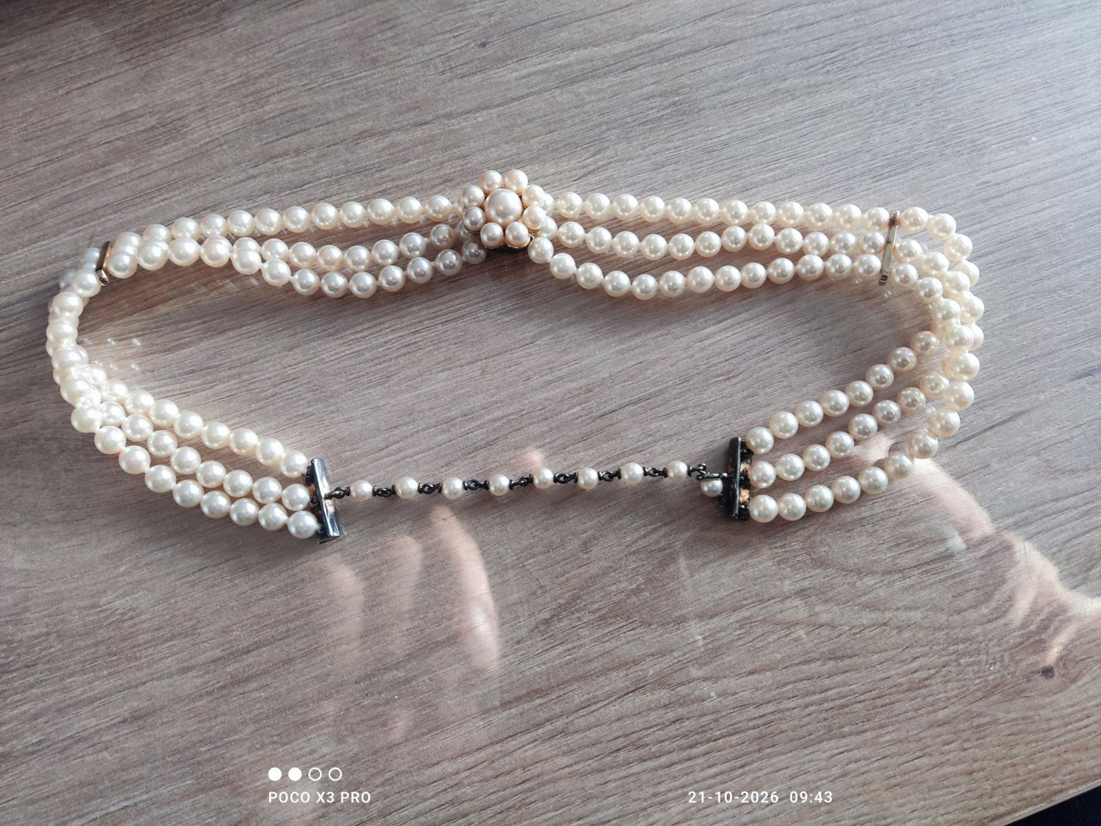 Vintage parelcollier met 925 zilveren sluiting 39,5 cm, Ophalen, Zo goed als nieuw, Wit