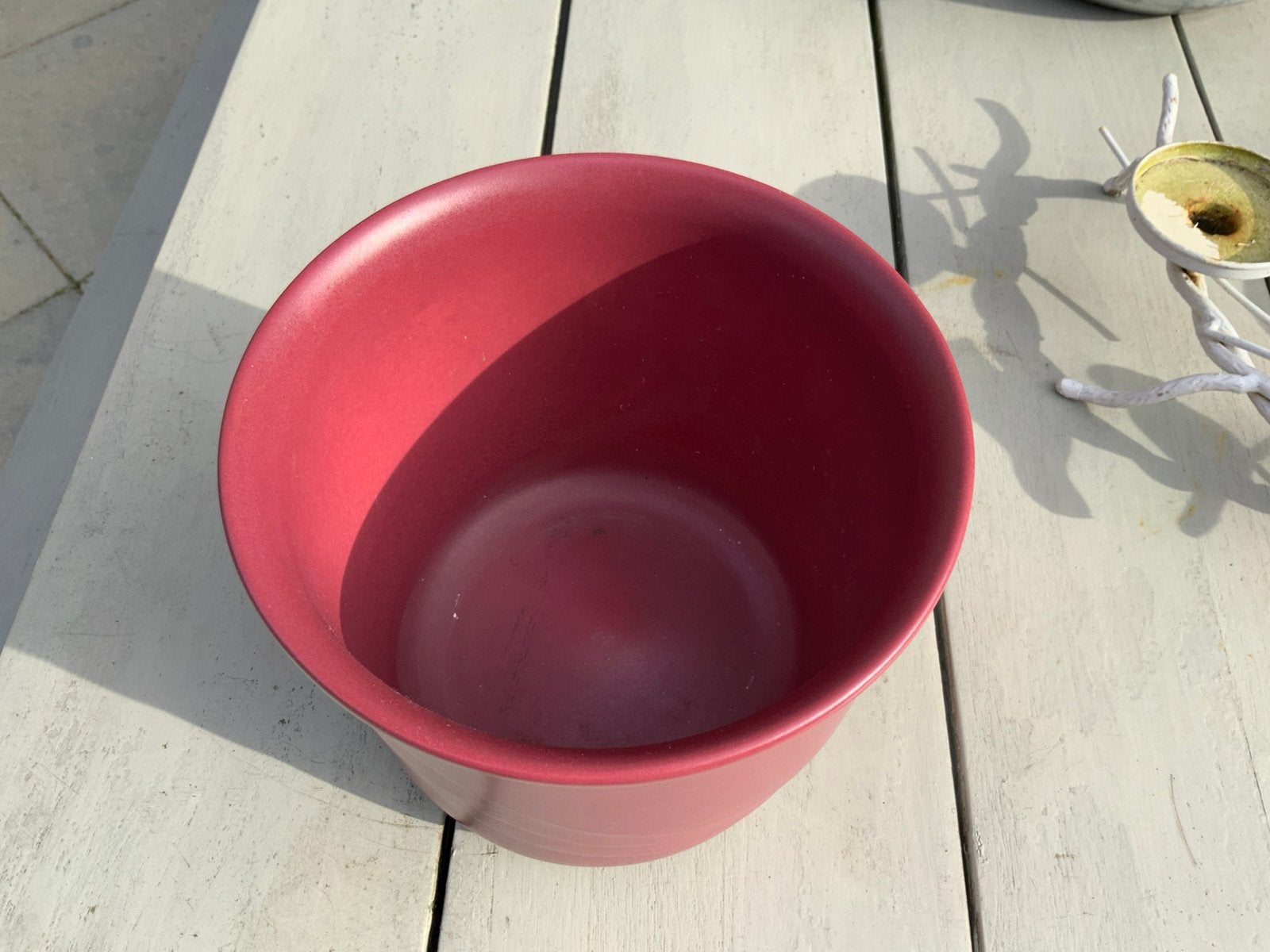 West Germany bloempot oud roze 21 cm, Tuin en Terras, Ophalen, Rond, Zo goed als nieuw, Aardewerk