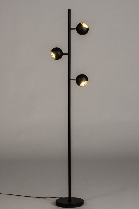 Vloerlamp design / mat zwart en goud spots, Ophalen, Zo goed als nieuw, 150 tot 200 cm