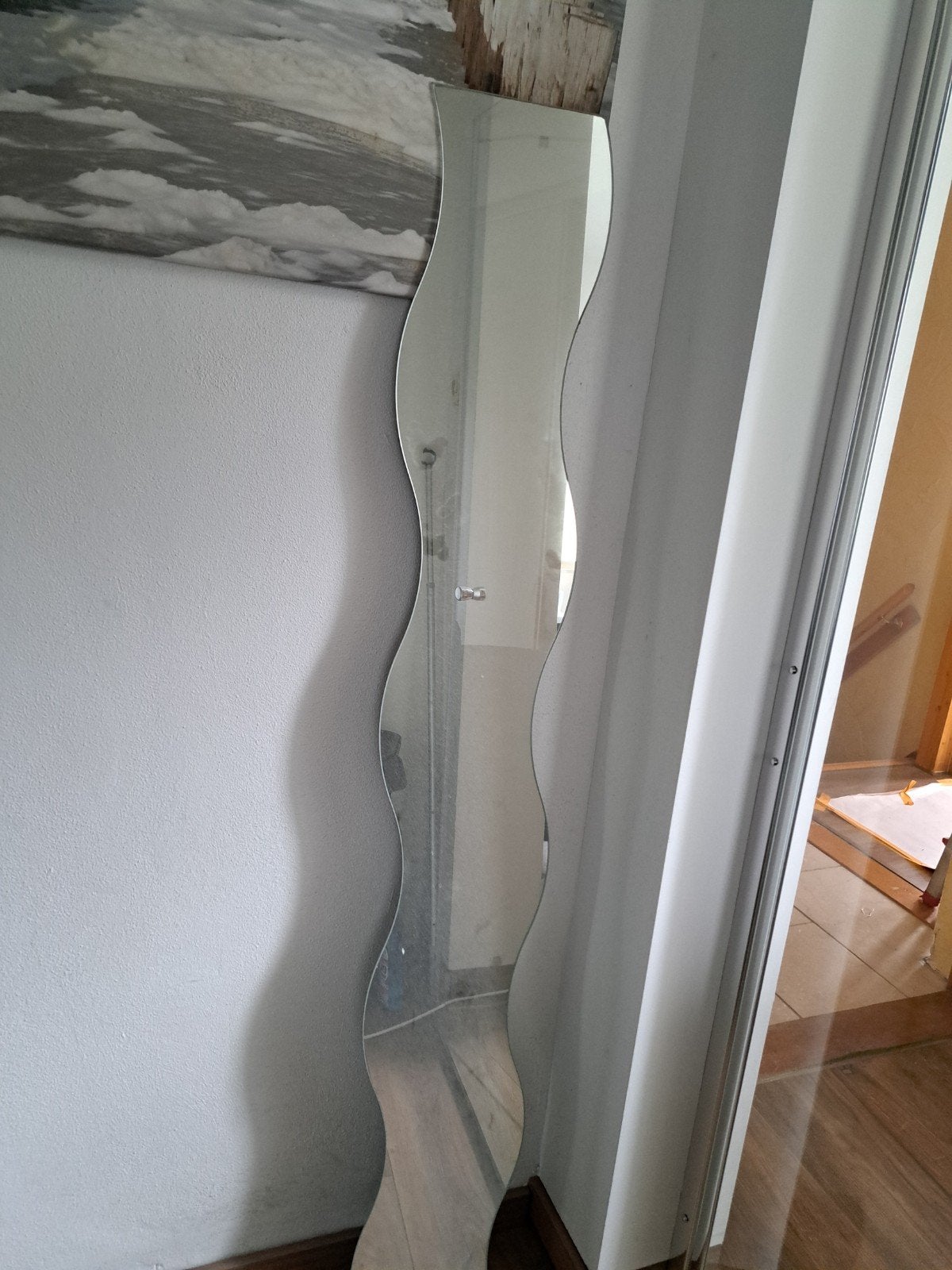 Unieke golvende spiegel 160 x 20 cm, Huis en Inrichting, Ophalen, Minder dan 50 cm, Gebruikt, Overige vormen