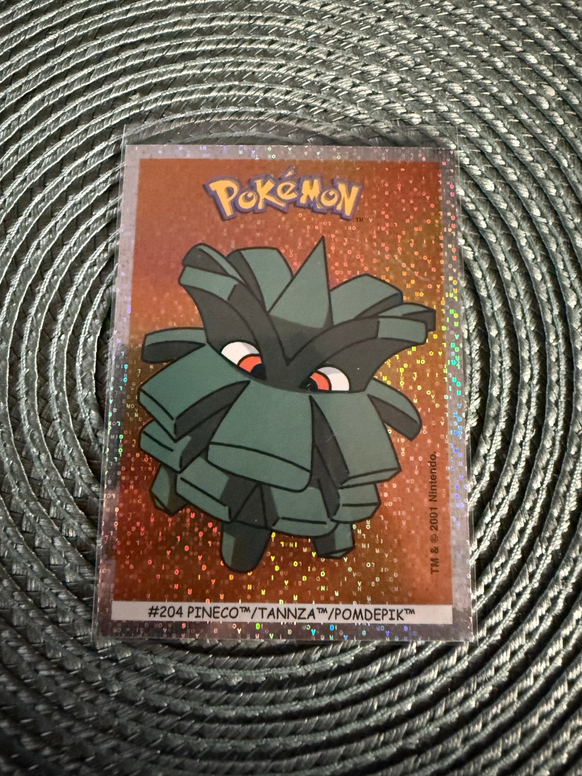 Pokémon Pineco #204 Boomer Super Bubble Gum Kaart, Ophalen of Verzenden, Zo goed als nieuw, Losse kaart, Foil