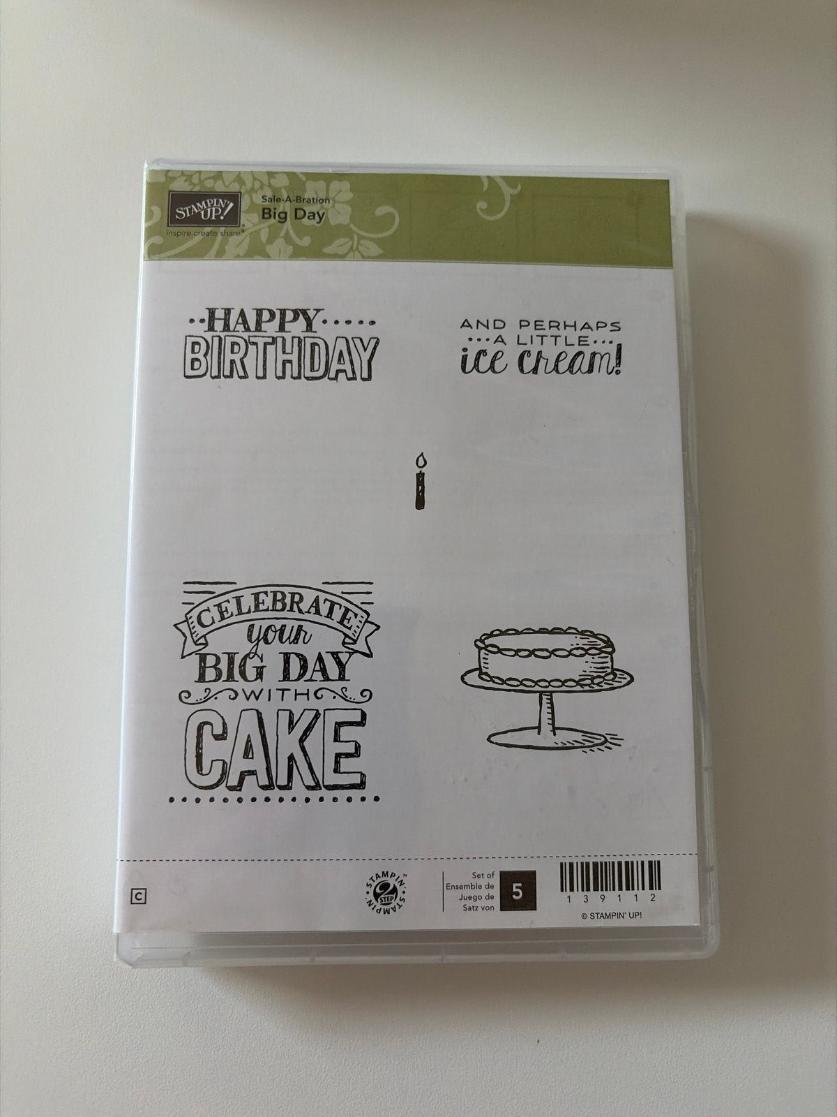 Stampin' Up! Big Day Stempelset - Happy Birthday Cake, Ophalen of Verzenden, Zo goed als nieuw, Houten stempel
