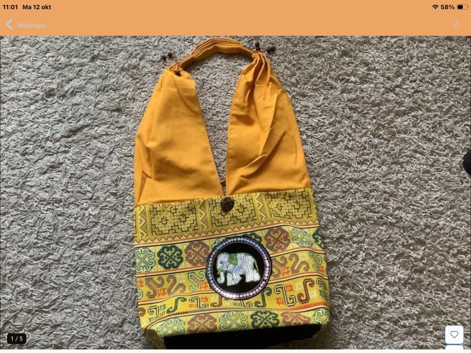 Gele Schoudertas met Olifant Design, Verzenden, Nieuw, Geel, Schoudertasje