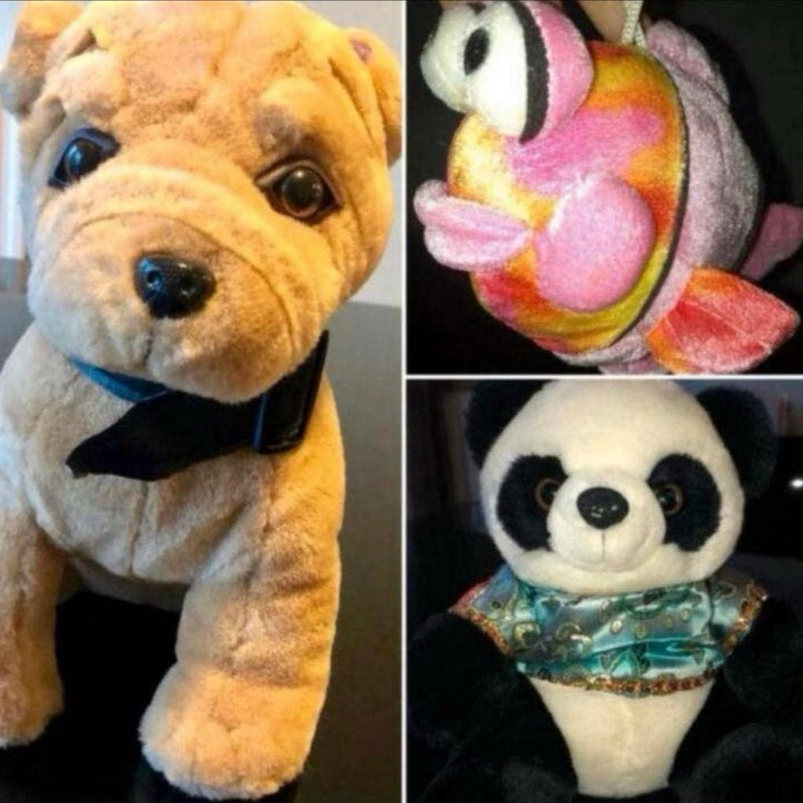 Diverse knuffels: hond, panda, vis - zo goed als nieuw, Ophalen of Verzenden, Zo goed als nieuw, Bruin, Hond