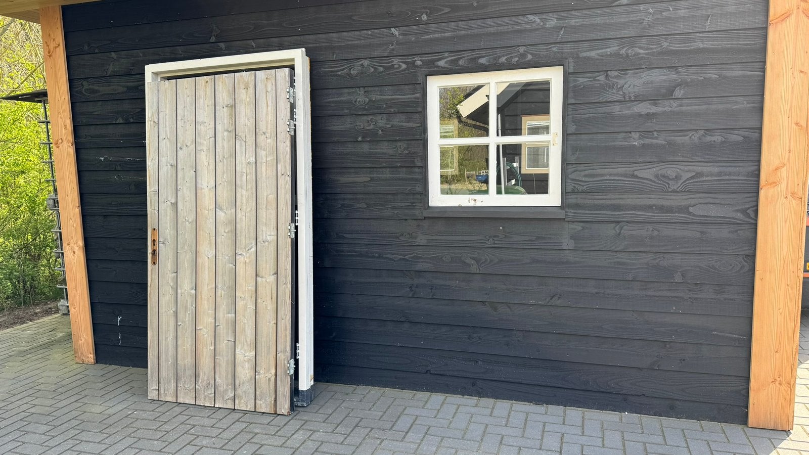 Bijna nieuwe; achterdeur, buitendeur, schuurdeur, Ophalen, 200 tot 215 cm, Hout, Buitendeur