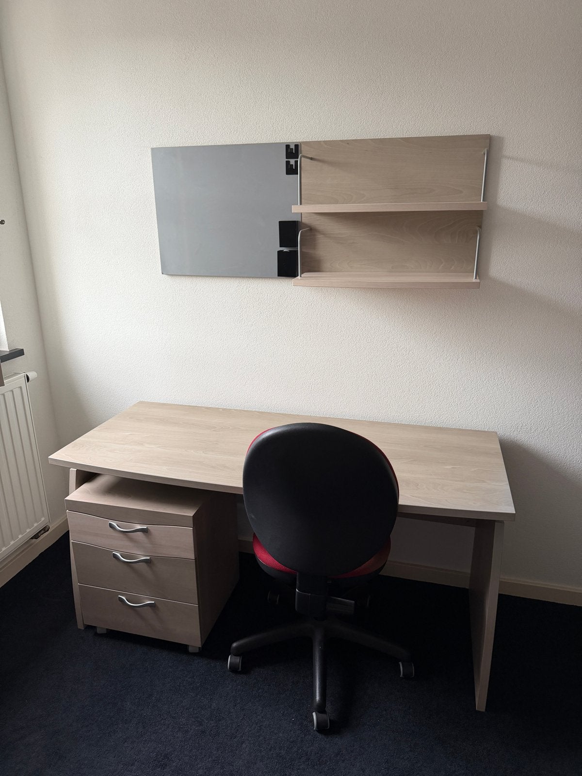 Complete tienerkamer: bed, bureau, lades, nachtkastje, wandp, Ophalen, 210 cm, Hout, 100 cm