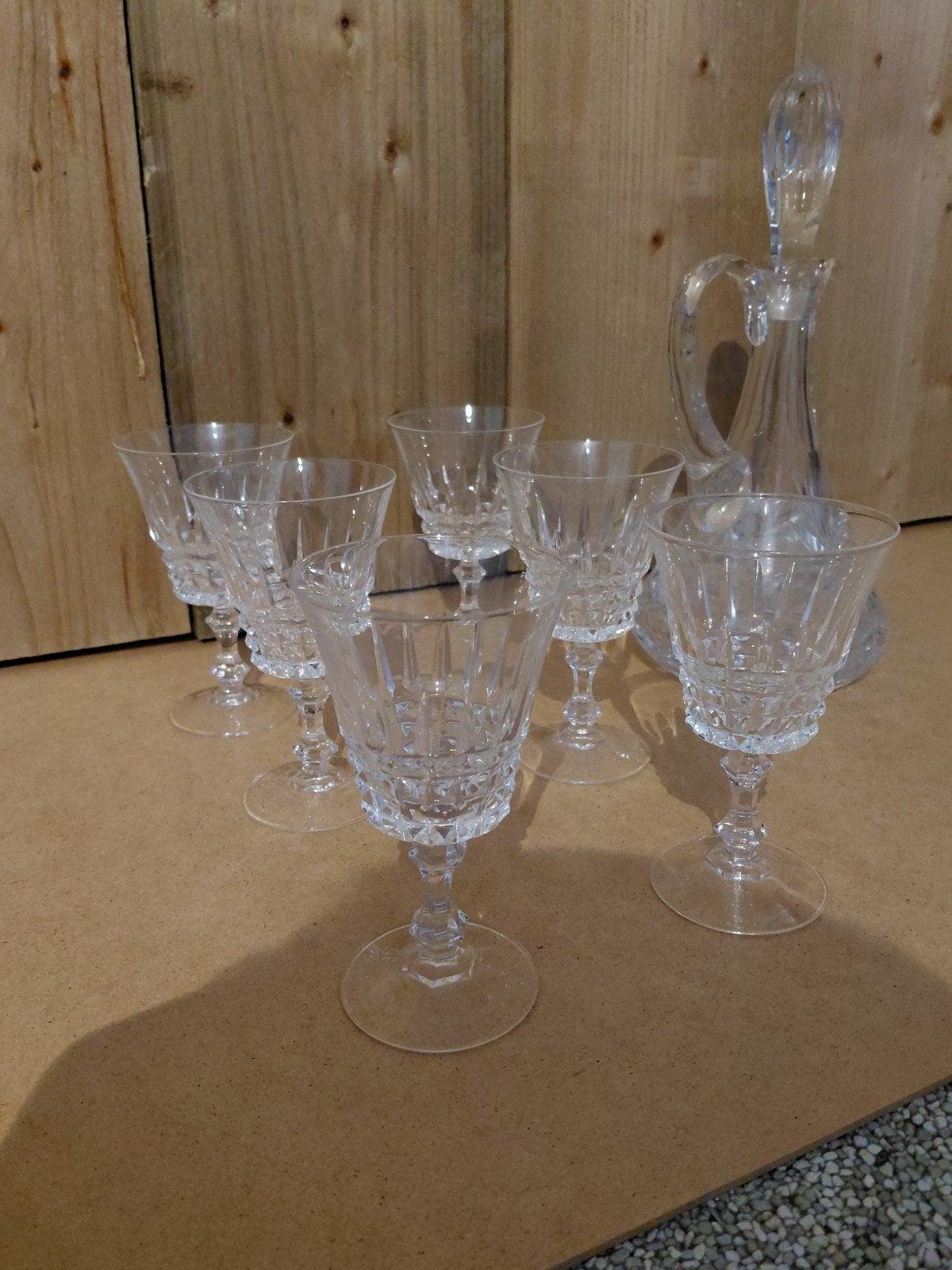 Kristallen karaf met 6 glazen, Ophalen of Verzenden