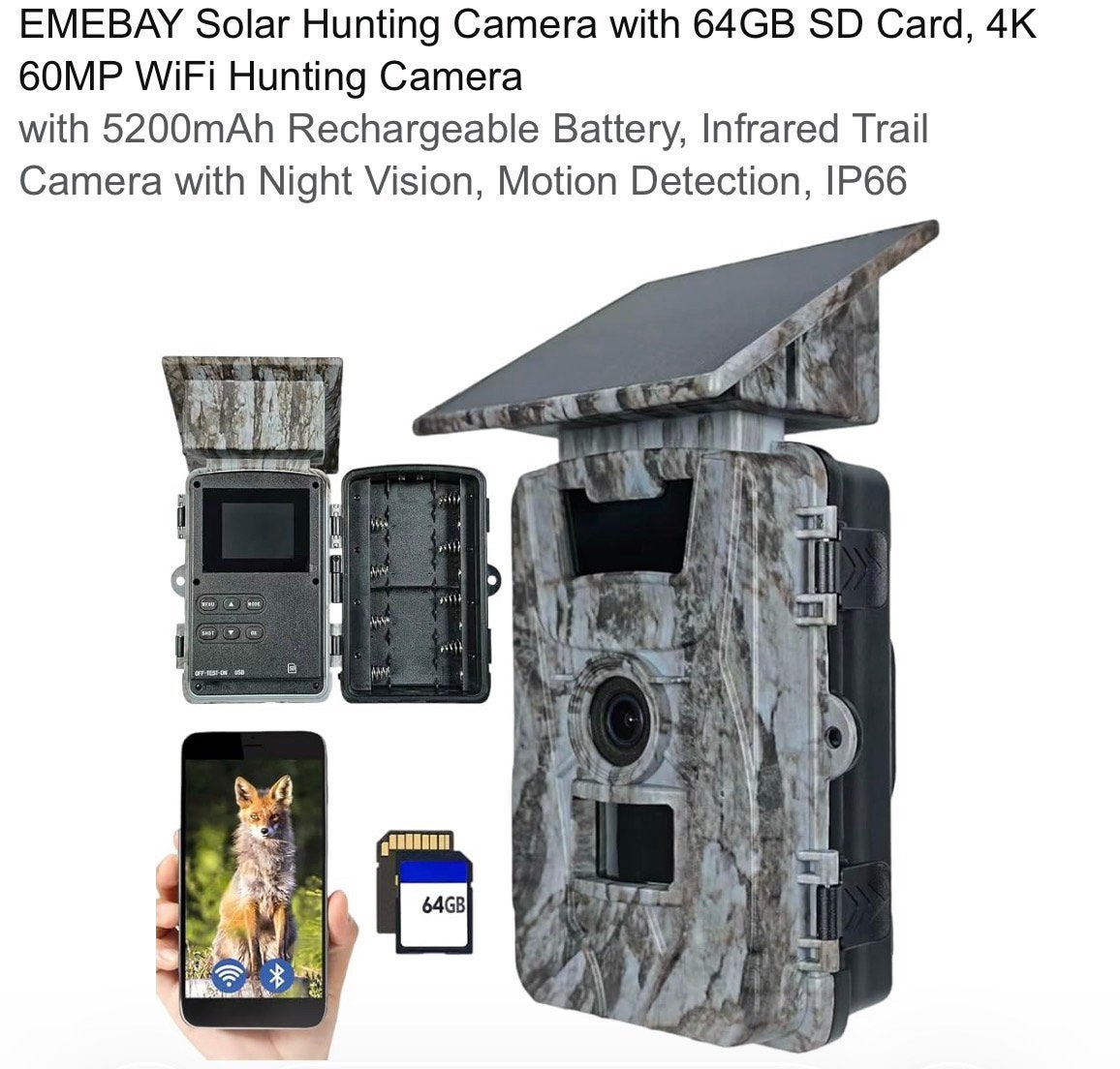 Solar trail camera - Wildcamera, Ophalen of Verzenden, Nieuw, Buitencamera