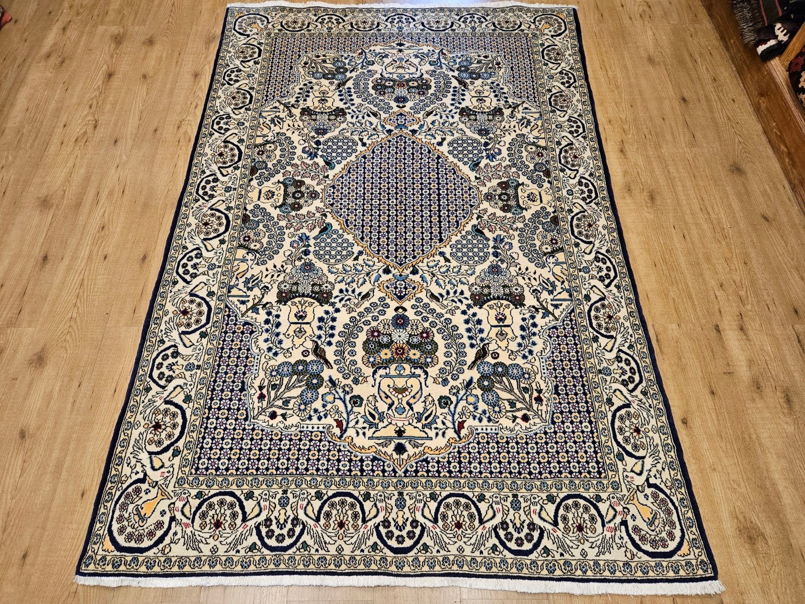 Handgeknoopt perzisch tapijt ghom met zijde 217x145