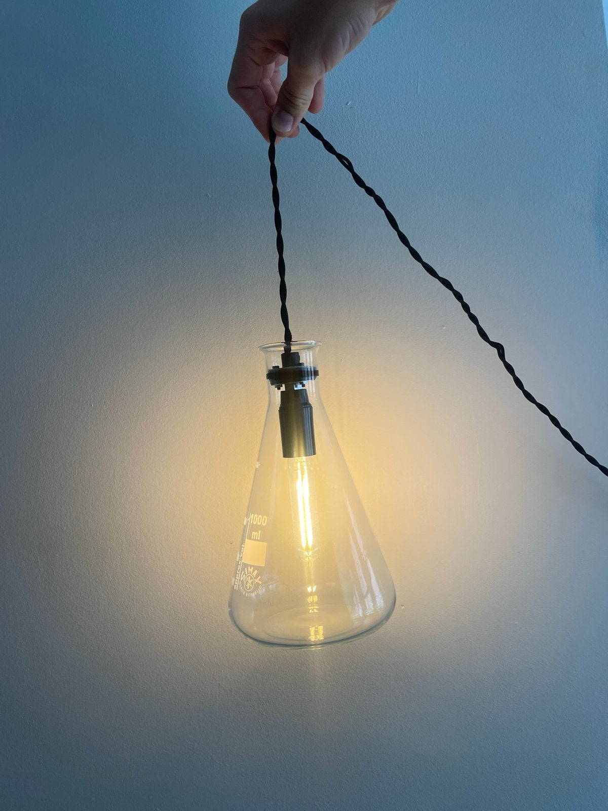 Erlenmeyer Hanglamp - Industriële Stijl, Ophalen of Verzenden, Zo goed als nieuw, Glas, E14 (klein)