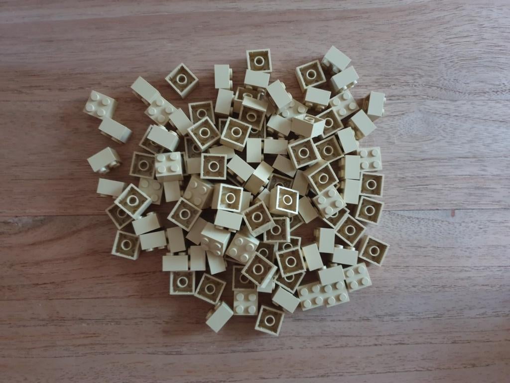 Partij N87=100x Nieuwe dikke Lego stenen 2x2 Tan