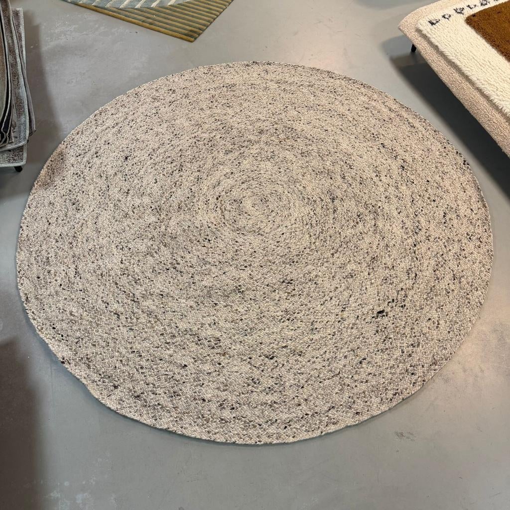 Handgeknoopt wollen vloerkleed beige 250 cm rond, Beige, Rond, Ophalen of Verzenden, Vloerkledenloods.nl
