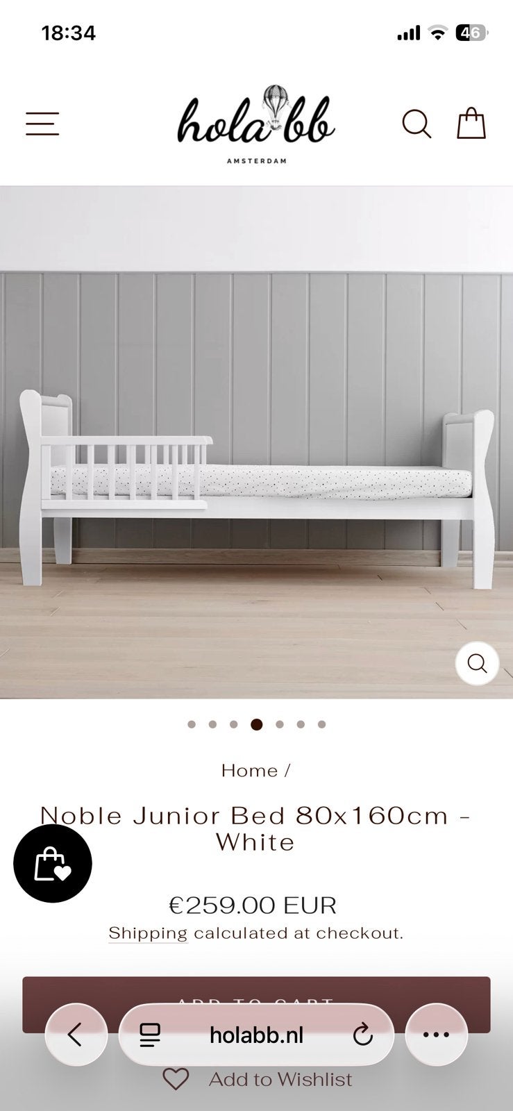 Woodies Noble Junior Bed 80x160cm - White, Ophalen, 70 tot 85 cm, 140 tot 160 cm, Zo goed als nieuw