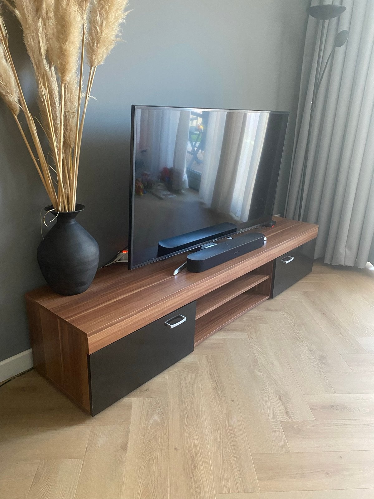 Modern tv meubel met opbergruimte - exclusief tv, Ophalen, Gebruikt, 150 tot 200 cm, Minder dan 100 cm