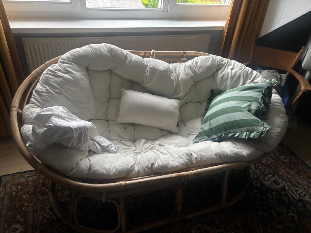 papasan of schotelstoel 170 cm lang, Huis en Inrichting, Banken | Bankstellen, Ophalen, Tweepersoons, Stof, Zo goed als nieuw