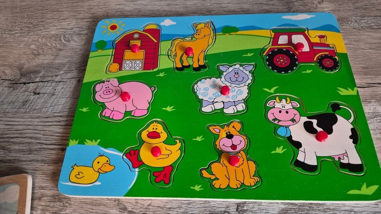 Houten Boerderij Dieren Puzzel voor Kinderen, 2 tot 4 jaar, Gebruikt, 10 tot 50 stukjes, Ophalen of Verzenden