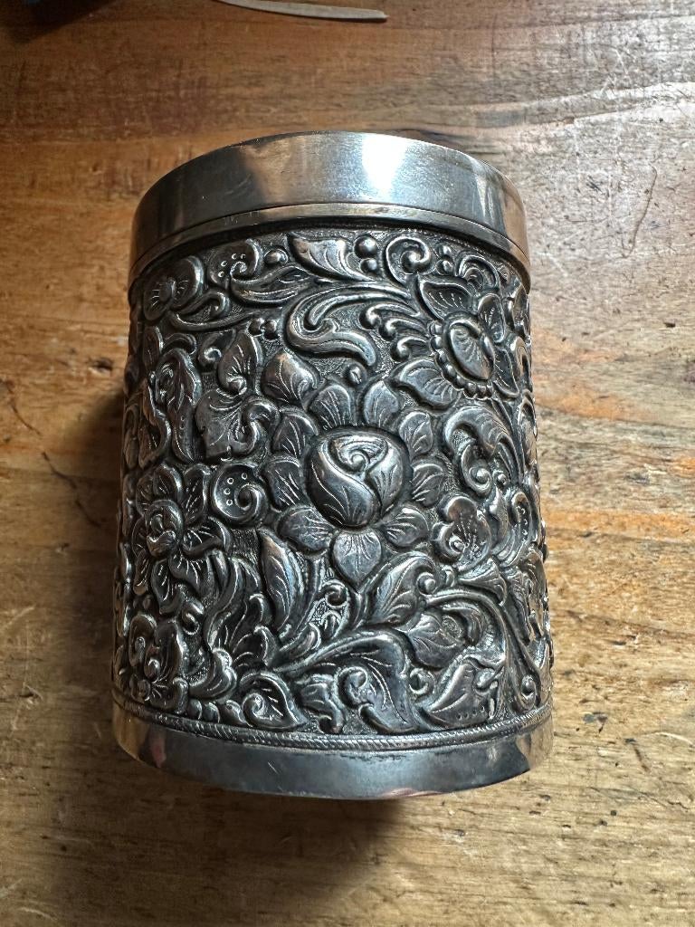Vintage 800 zilveren djokja theebus, Antiek en Kunst, Antiek | Goud en Zilver, Verzenden, Zilver