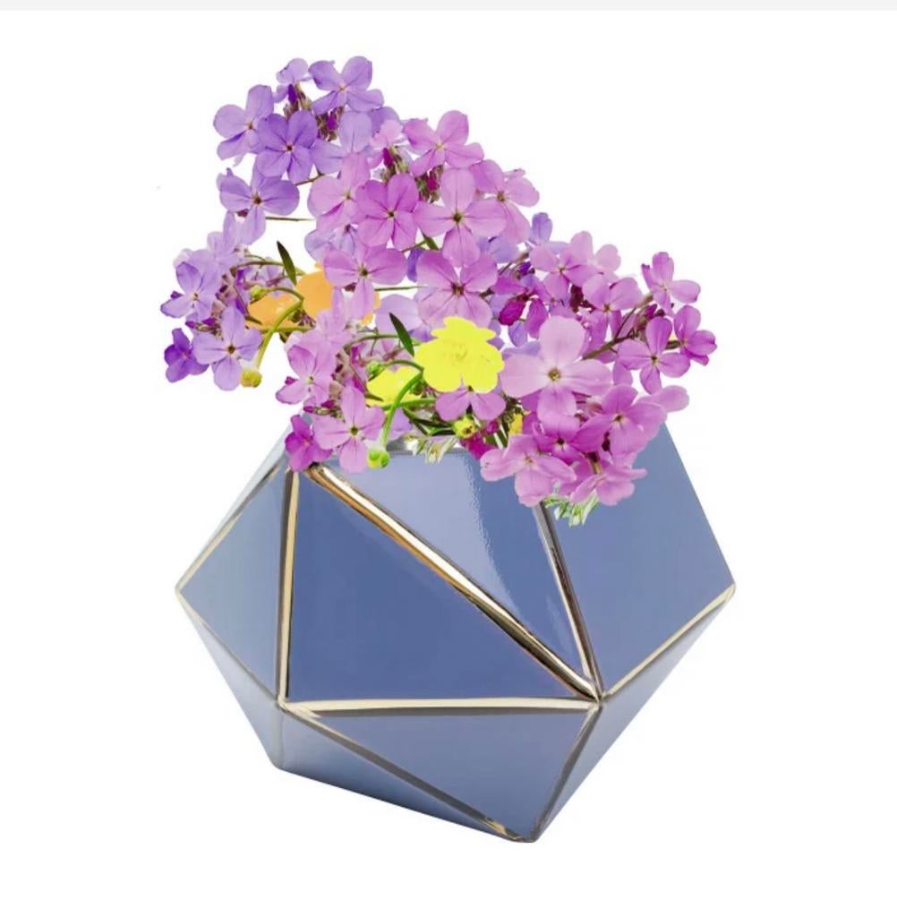 Kare design vaasje blauw, Ophalen, Nieuw, Blauw, Glas