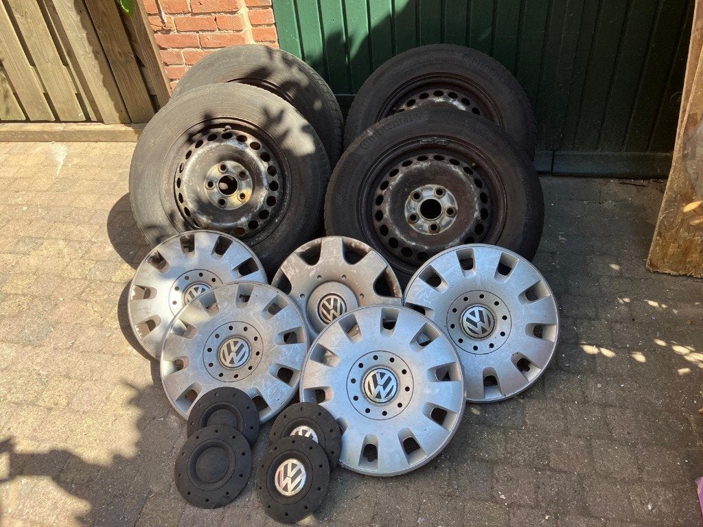 4x stalen velgen VWt5 met gebruikte winterbanden  215 65 R16, Ophalen, Velg(en), 16 inch, Winterbanden
