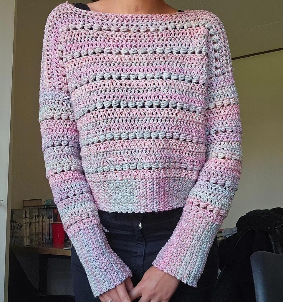 Handgemaakte trui van wol, Ophalen of Verzenden, Maat 38/40 (M), Roze